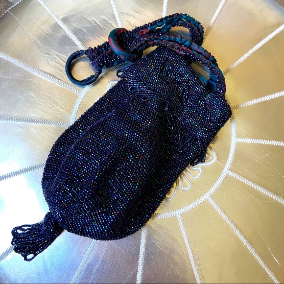 Handbags - Vintage 1920s Flapper Hand Beaded Pouch Purse